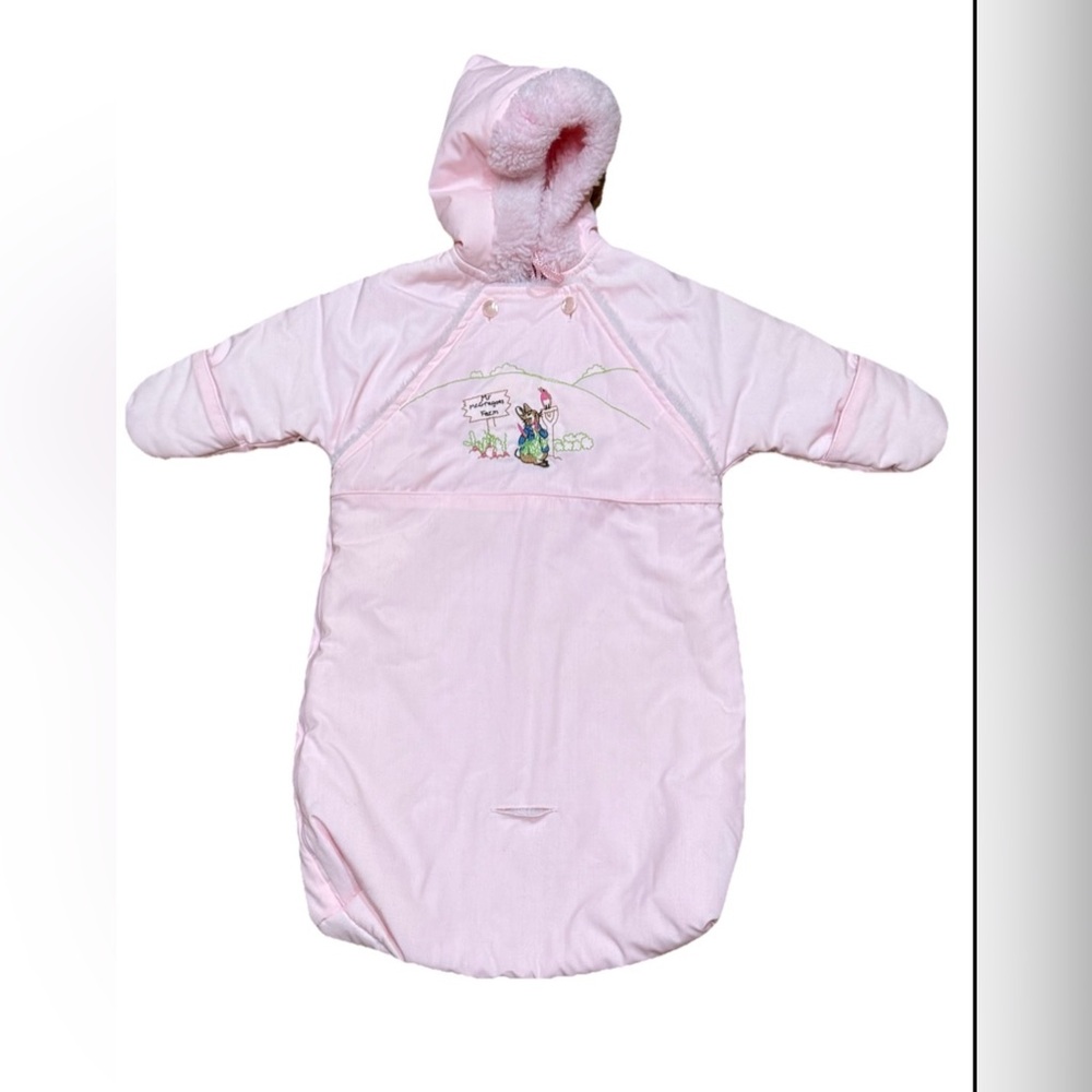 Vintage Beatrix Potter By Quiltex Baby Bunting Jacket Coat Bunny Embroidered 80s